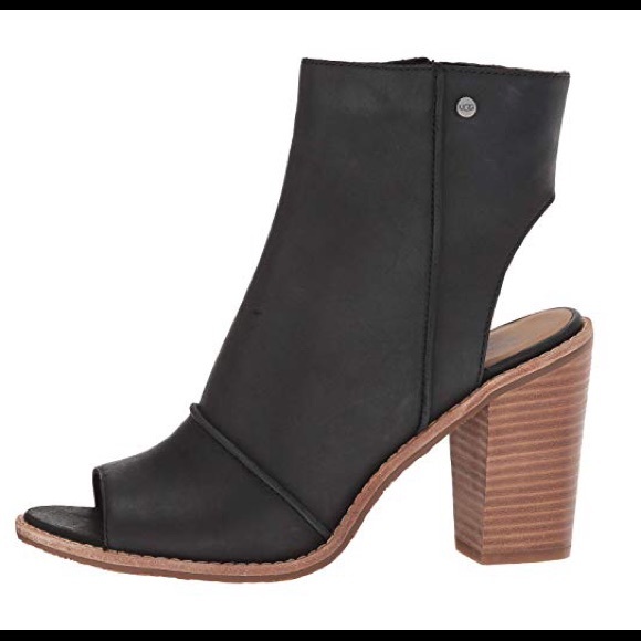 *NWT* Valencia Peep Toe Black Leather Ugg Shoes - Picture 2 of 8